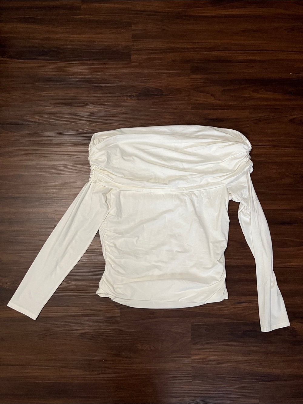 Francesca’s off shoulder white top